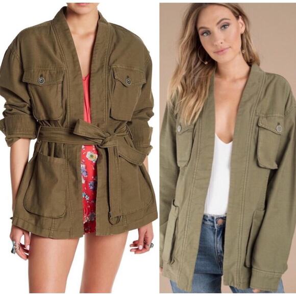 Free People Belted Wrapped Military Jacket Green Size Small‎ - Picture 3 of 10